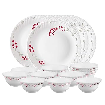 Verona Opalware Thali Set, White - 18 Pcs
