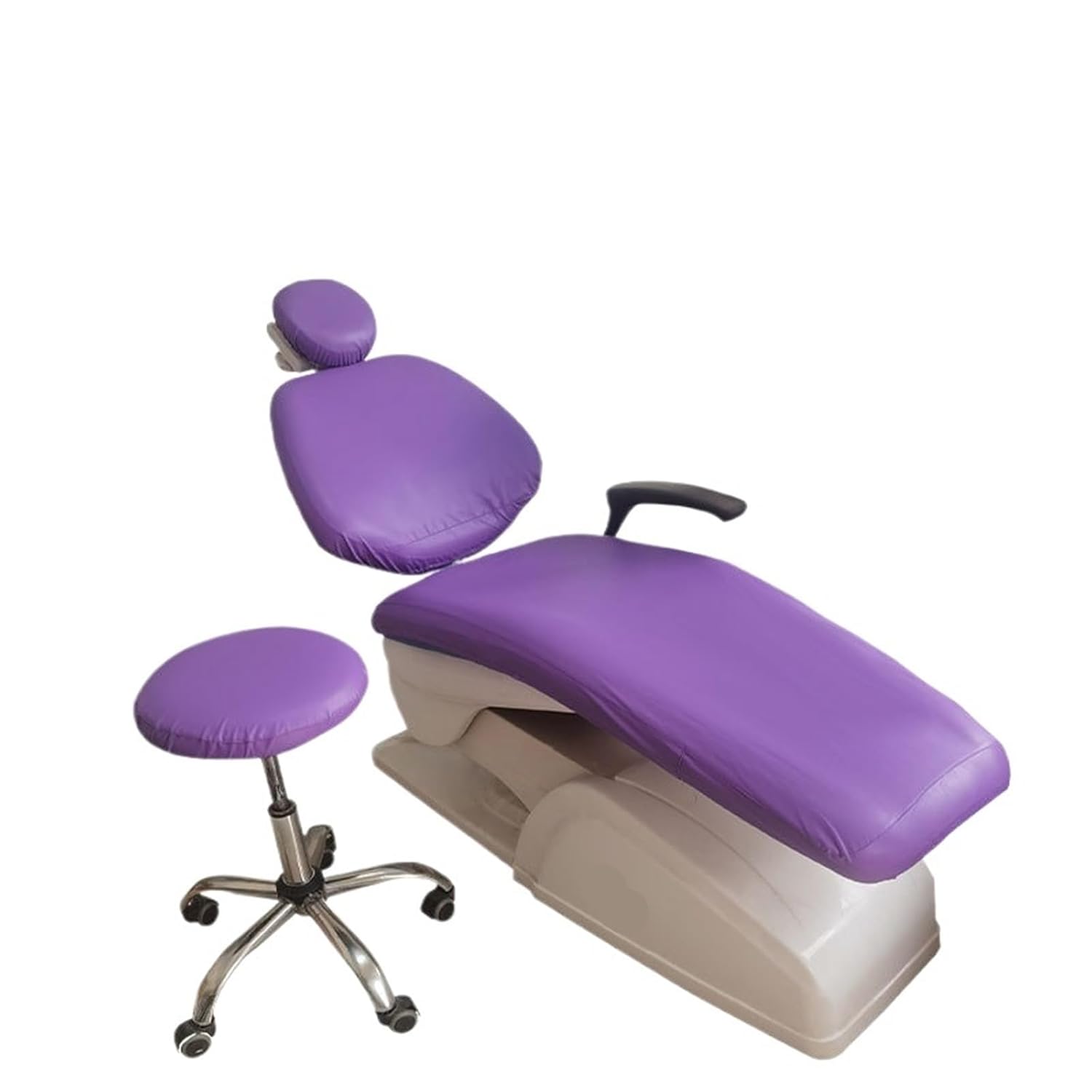 Dental Chair Covers Dental PU Leather Unit Waterproof Protective Full Chair Covers 4Pcs/Set Elastic Stylish(Purple)
