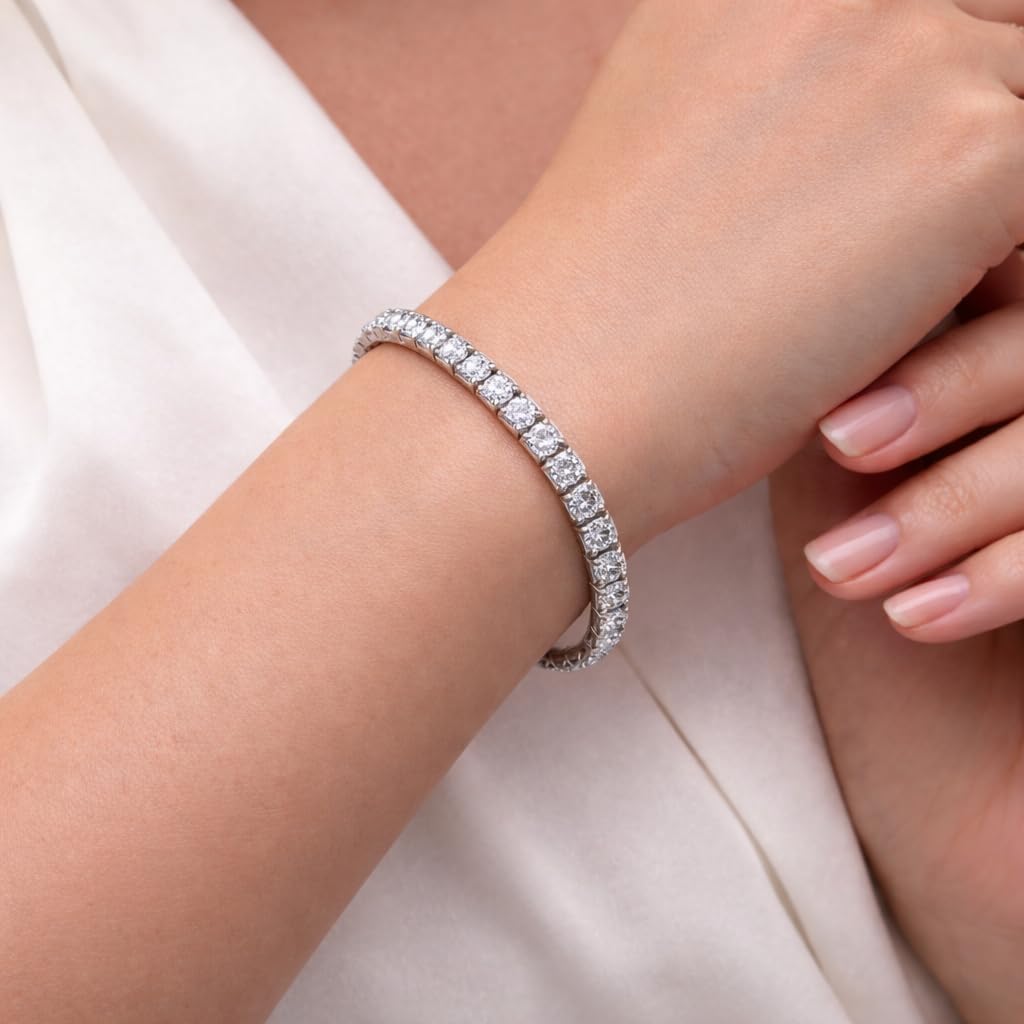 Gold Tennis Bracelet, Stretch Hand Jewelry for Women Men, Luxury Shiny (Simulated Diamond) - Christmas or Birthday Gift