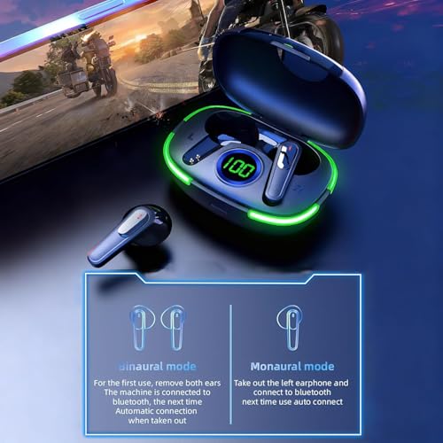 Image of Wireless Earbuds Bluetooth Headphones 50H Playback Touch Control Noise Cancellation LED Power Display Charging Case IPX7 Waterproof Earphones with Mic Headset Gym Work