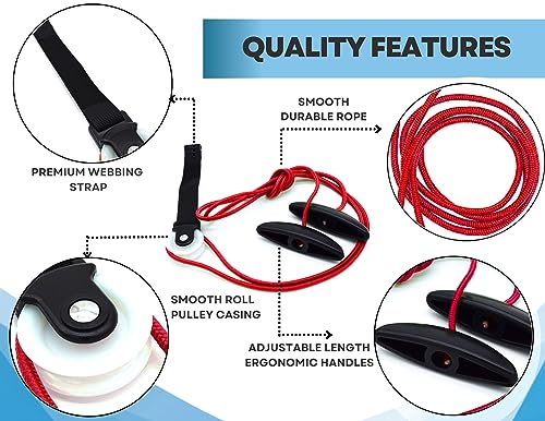 LiftAid Shoulder Pulley for Physical Therapy with Exercise Guide - Improves Shoulder Strength & Range of Motion - Reduces Pain, Helps in Muscle Recovery - Physical Therapy Equipment (Red)