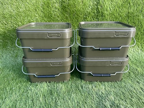 Lidsters Fishing Square Bucket 5L 10L 17L Litre Carp Fishing Bait Buckets