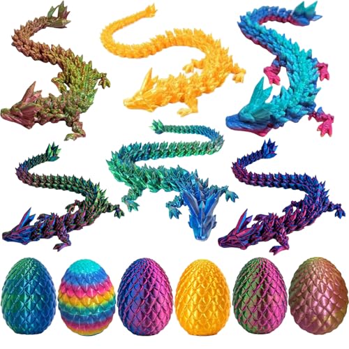 6Pcs 3D Printed Dragon Egg Articulated Dragons Inside,