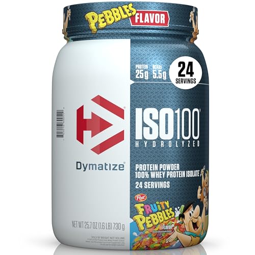 Dymatize x Fruity Pebbles ISO100 Whey Protein Powder Isolate, 25g of Protein, 20 Servings, 5.5g