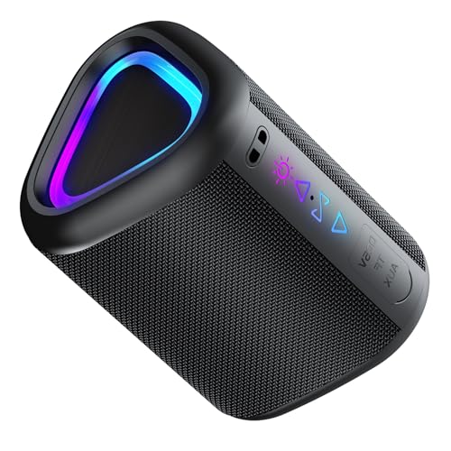 aowoka Bluetooth Speaker, 2025 Portable Wireless Speakers With Led Light, Bluetooth 5.4, 24H Playtime, Enhanced Bass, IPX7 Waterproof, Outdoor Speaker for Travel, Sport, Party, Biking.
