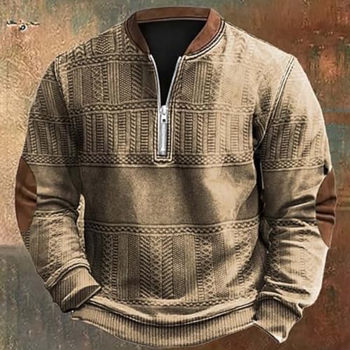 Pull col rond demi-zip homme grande taille avec imprimé 3D - 2