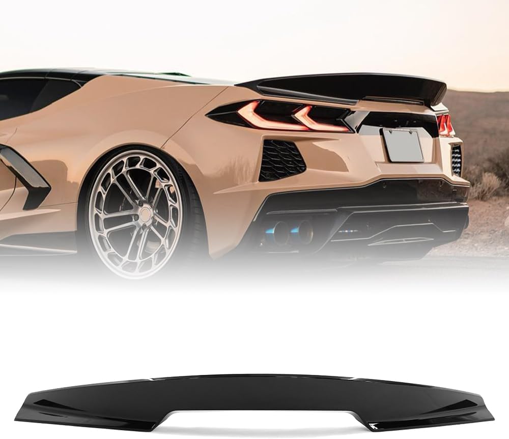 Trunk Spoiler Compatible with 2020-2025 Chevy Corvette C8 Stingray/Z51, ABS Plastic Gloss Black RSC Style Rear Trunk Tail Lid Racing Spoiler Wing