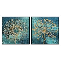 2 Piece Framed Canvas Wall Art Gold Tree Canvas Prints Home Artwork Decoration for Living Room,Bedroom - 16