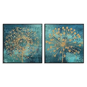 signwin 2 Piece Framed Canvas Wall Art Gold...