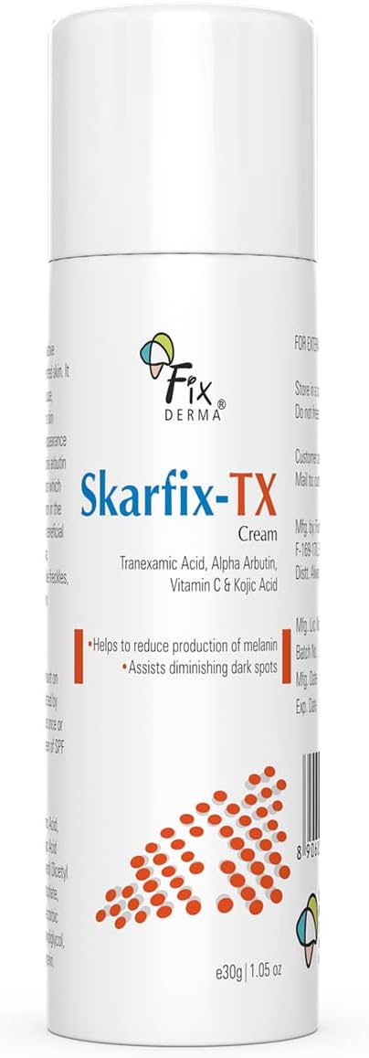 Fixderma 10% Tranexamic Acid SKARFIX -TX Face Cream For Melasma | Pigmentation Cream | Uneven Skin Tone, Help to Reduce Dark Spots and Blemishes - 1.05 OZ