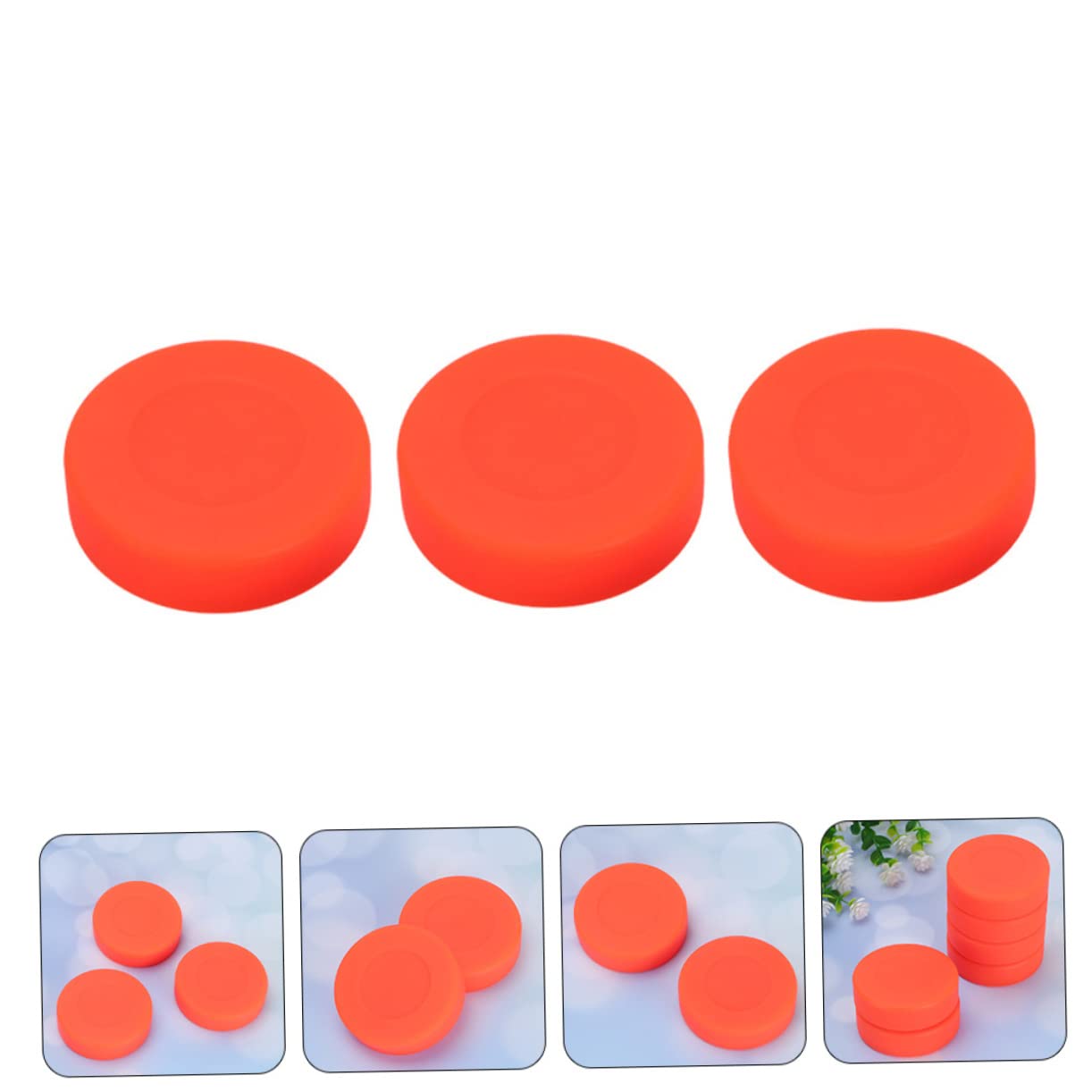 Homoyoyo Lot de 3 Rondelles de Hockey Professionnelles en PVC Mat Orange Dureté Réglable Accessoires de Sport Extérieur pour Hockey sur Glace