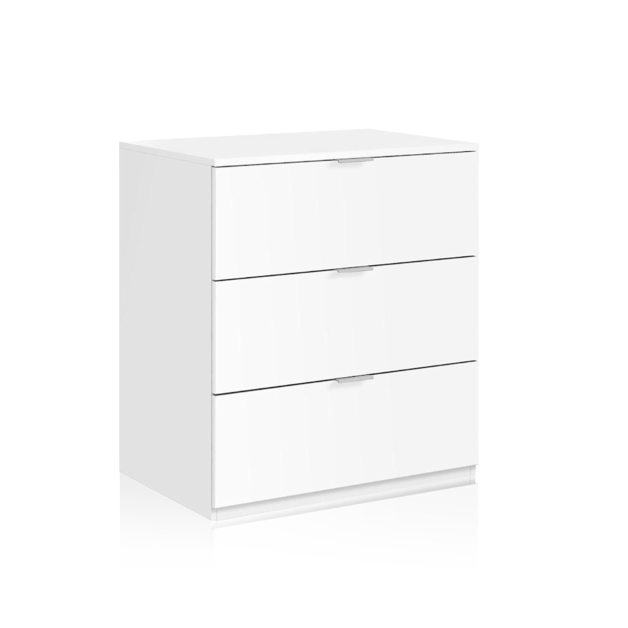 Habitdesign Cómoda 3 Cajones, 80x77x38 (AltoxAnchoxFondo-​en cm), Cajonera Dormitorio Color Blanco Artik, Modelo LowCost