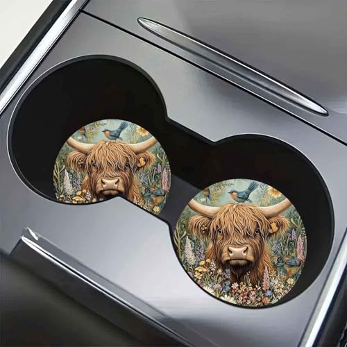 Portavasos de coche Highland Cow 2 piezas miniatura 5