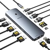 Laptop Docking Station 3 Monitors, USB C Hub with 2 HDMI 2DP, RJ45 Ethernet, 5 Gbps USB C/A, 100W PD SD/microSD for Dell/HP/Lenovo - MOKiN