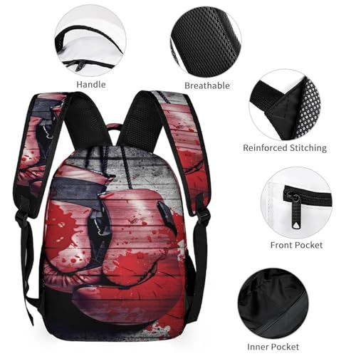 Vintage Wooden Board Boxing Gloves Bags Set Backpack For Work Hiking Lunch Bag Travel Unisex Bags3