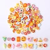 AIPULIDUO 120pcs Slime Charms Food Cute Set, Mixed Lot Assorted Food Resin Flatback Cute Sets for Making, DIY Crafts, Decorations, Scrapbooking, Embellishments, Hair Clip A