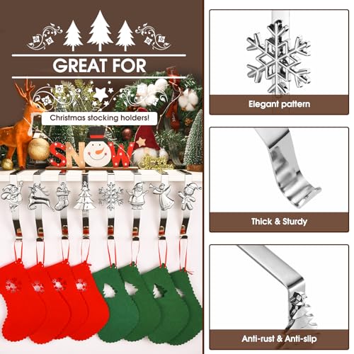popamaz Christmas Stocking Holders for Mantle Set of 6, Weighted Stocking Hangers for Mantel Fireplace, Stocking Hooks for Xmas Decoration(Silver,6PCS) by popamaz - Image 5