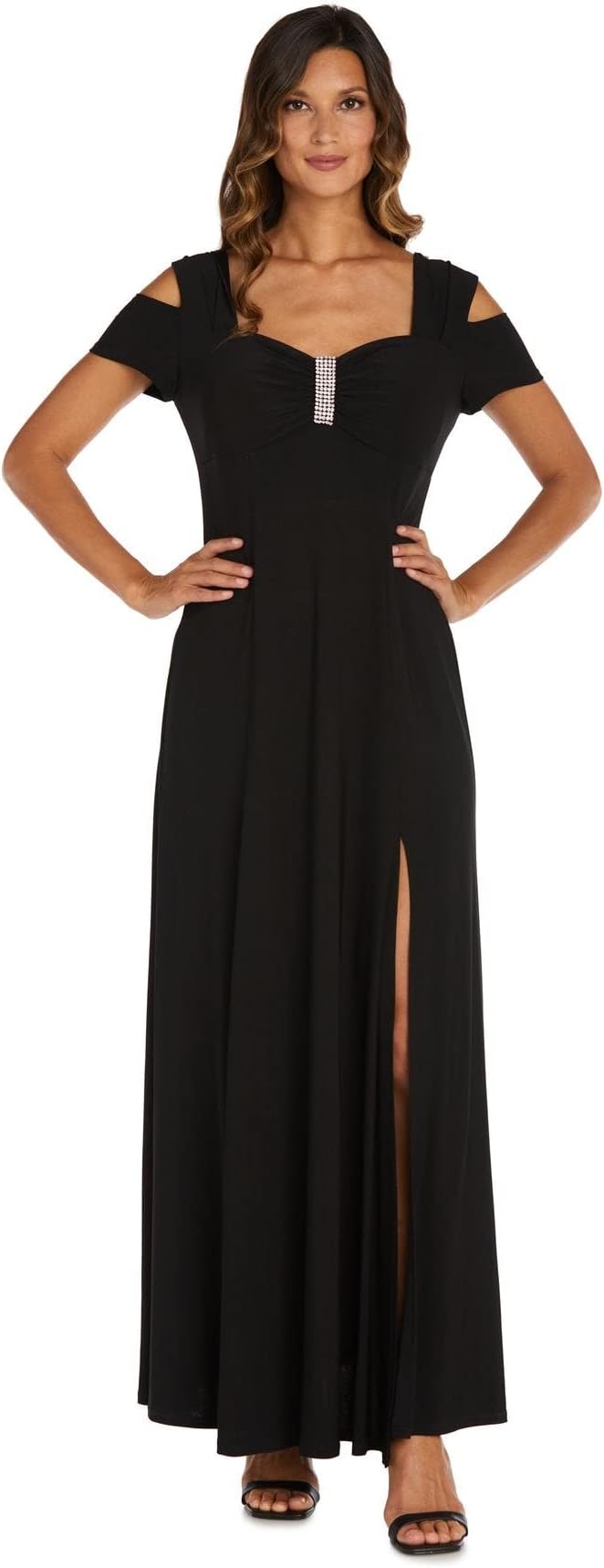 R&M Richards Women's One Piece Long Missy Cold Shoulder Gown