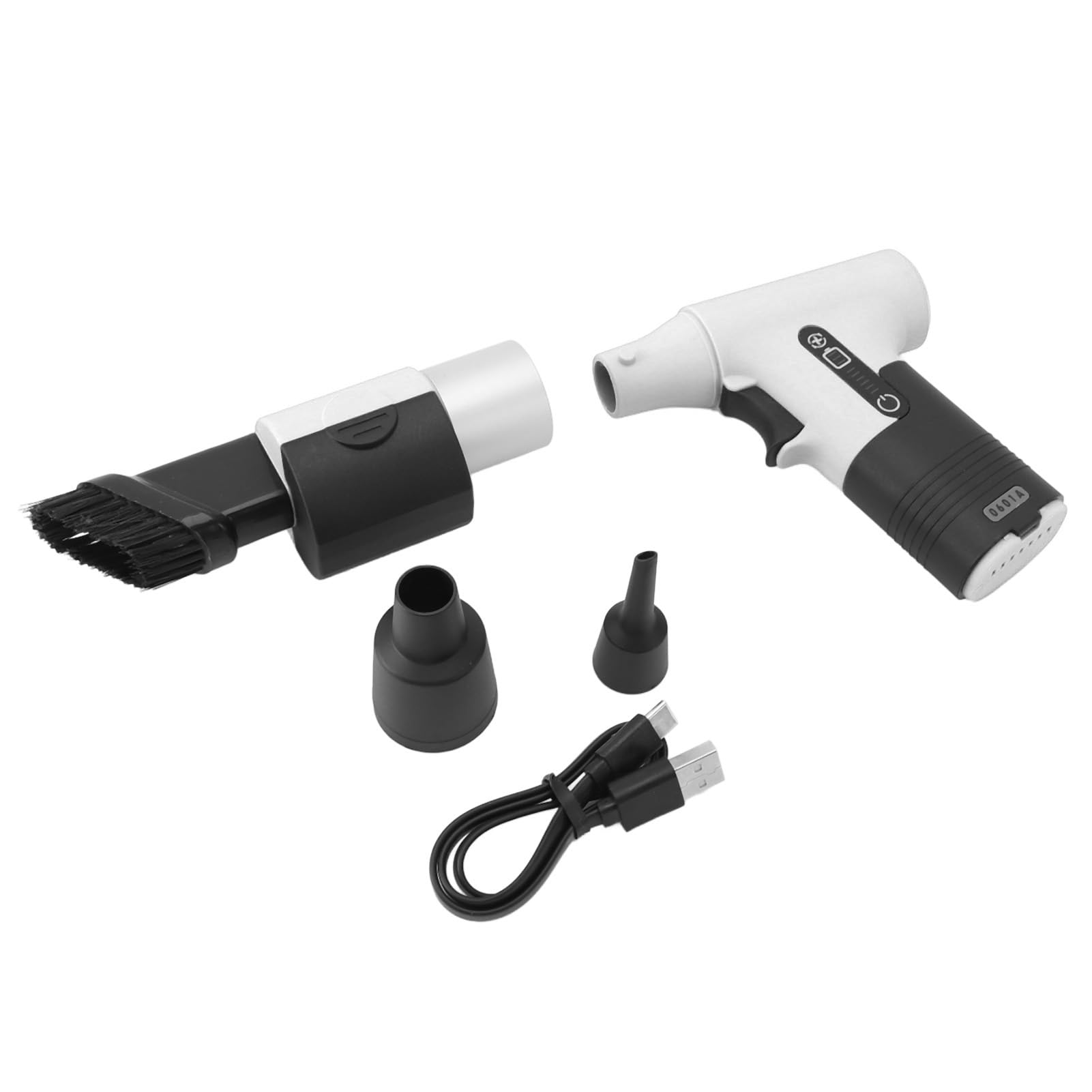 Dépoussiéreur D'air électrique Portatif et Efficace, avec Fonction à Double Usage pour Nettoyer les Ordinateurs et les Voitures, 120 000 Tr/min (Gris blanc)