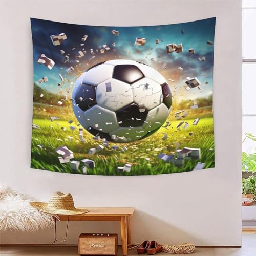 Tapisserie murale football 3D grand format 180x230cm pour deco salon