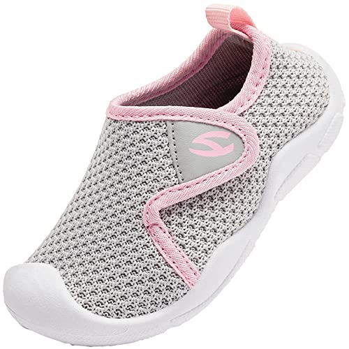 Kids Lightweight Tennis Shoes Breathable(grey Pink-4 Toddler)
