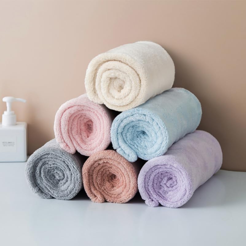 Baluue Microfiber Hair Towel Wrap for Women, Super Absorbent Coral Velvet Turban for Quick Drying Wet Hair, Soft Anti Frizz Drying Towel with Button, Large