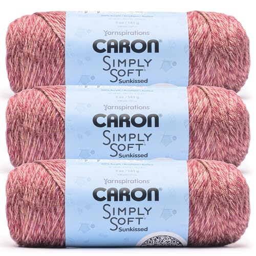 Image of Caron Simply Soft Sunkissed Plum Tonal Yarn - 3 Pack of 141g /5oz - 100% Acrylic - #4 Worsted (Medium) - 248 Yards - Knitting /Crochet