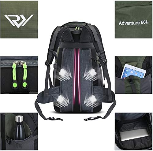 50L Hiking Backpack, Waterproof Lightweight Daypack for Outdoor Camping Travel