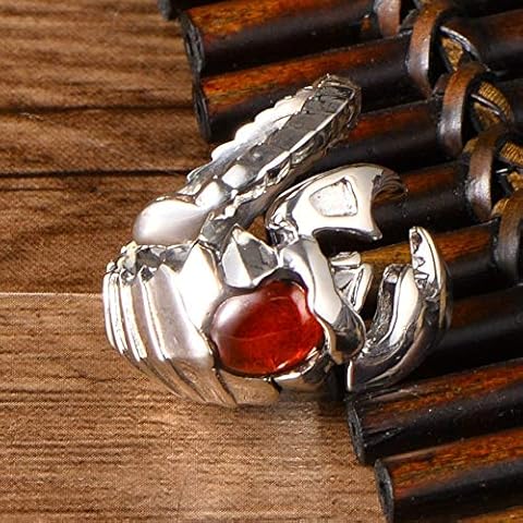 ZHOUBINBIN 925 Sterling Silver Ring,Adjustable Ring Domineering Personality Scorpion Garnet Inlaid Open Ring Fashion Retro Punk Scorpio Jewelry Gift Tribal Ethnic Ornament Cover