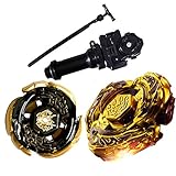 Metal Fusion Fight Master Gold L-Drago 4D DF105LRF Top Rapidity Toys+Cosmic Pegasus 4D WBBA Top Rapidity Metal Fusion+Black Ruler Laucher+Grip, Complete Set