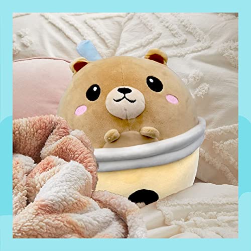 Mybubbli Cute Plushie Bundle. Large 10 Inch Boba Bear With 30+ Stickers- Bubble Milk Tea Asian Themed Comfort Food Soft Plush Toy Stuffed Animal - Kawaii Japanese Anime Style Plush #TOP5