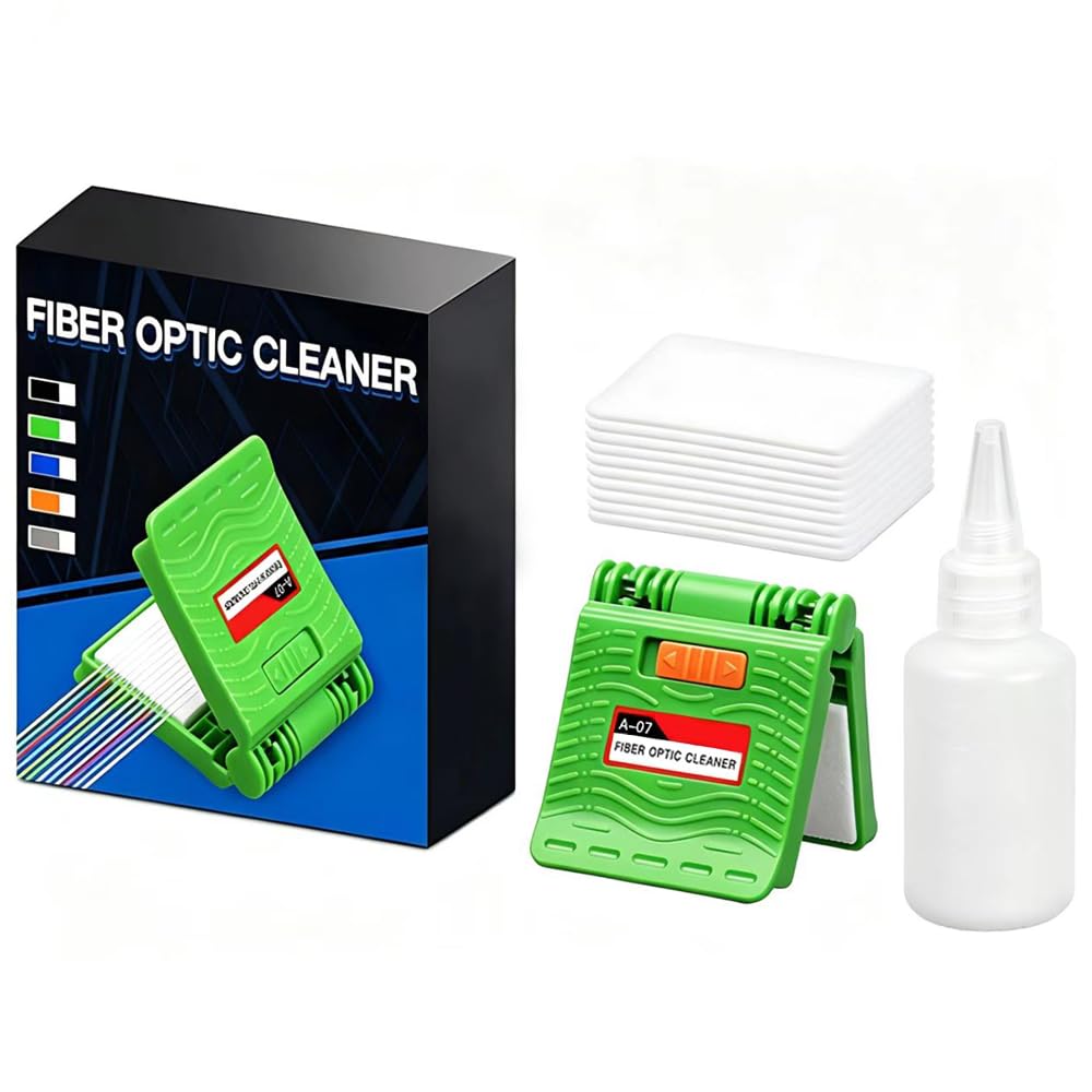 MK-200 - Kit de limpieza de fibra óptica con casete de limpieza para conectores FC SC ST LC MU, bolígrafos de limpieza de fibra de 1,25 mm/2,5 mm, toallitas de limpieza