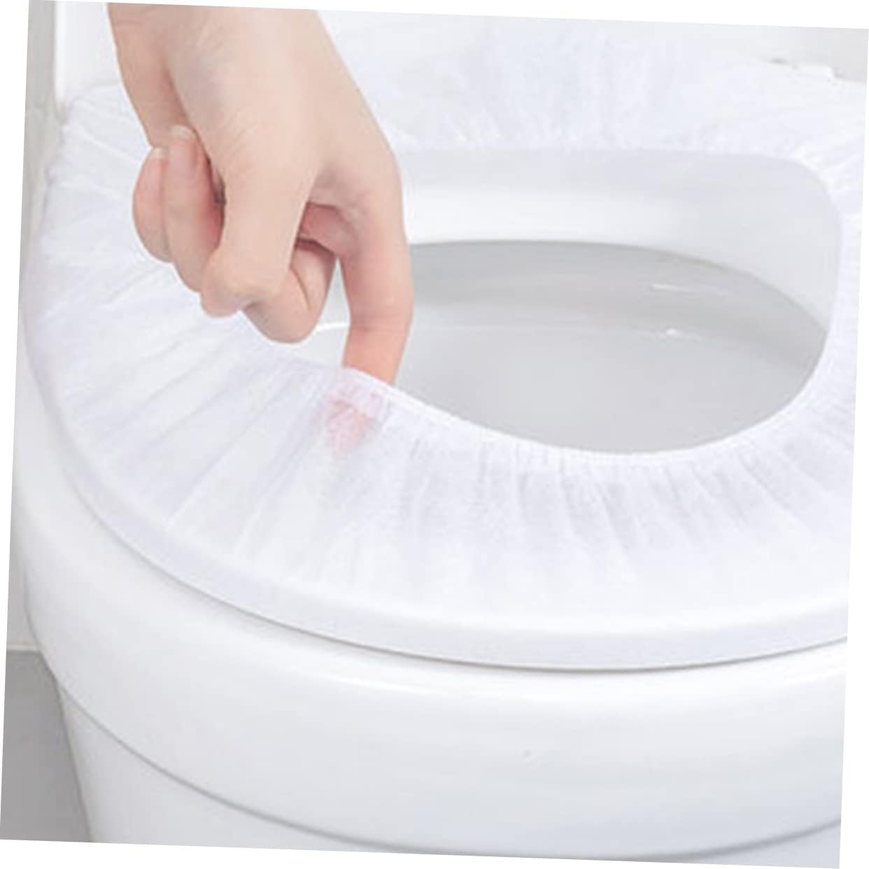 Cabilock 50pcs Non-Woven Travel Potty Toilet Seat Covers Disposable Seat Pads for Home Shopping Mall Hotel Public Toilet