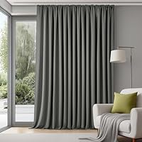 Deconovo Extra Breite Gardinen Wohnzimmer mit Kräuselband Blickdicht Vorhänge für Schiene Raumteiler Vorhang Verdunklungsvorhänge Kälteschutz, 245x300 cm(HöhexBreite), Hellgrau, 1 Stück