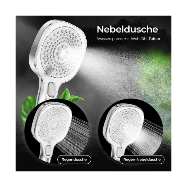 Grimm Duschkopf wassersparend | Regendusche | Wassersparender-Duschkopf [Wasserstopp-Funktion] | Antikalk | Duschbrause… – Bild 3