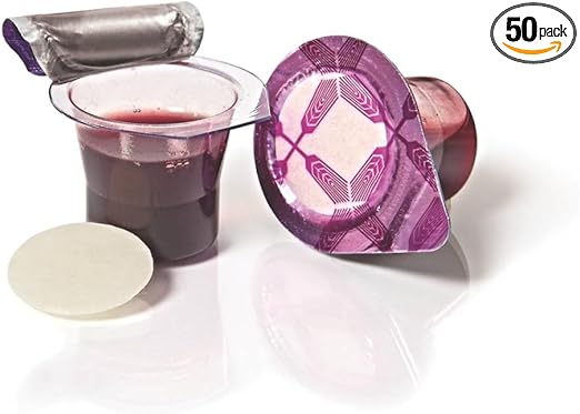 Prefilled Communion Cups and Wafer with Juice - 50 Sets in Box