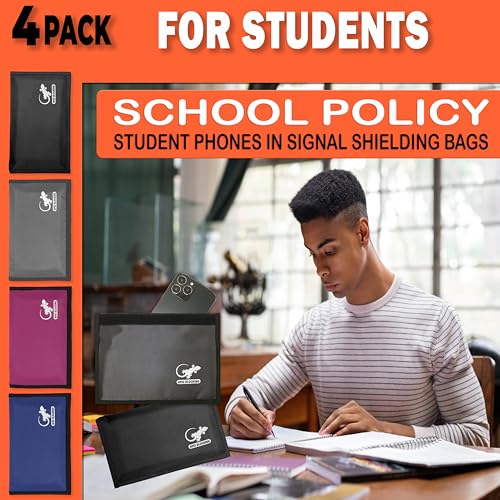 Image of 4 Faraday Bag Anti-Tracking GPS RFID Car Key Signal Blocker Wallet Shielding Pouch Protective Case for Cell Phone Car Key FOB, Data Privacy, Electronic Device Security (4 Pack - Family Pack)