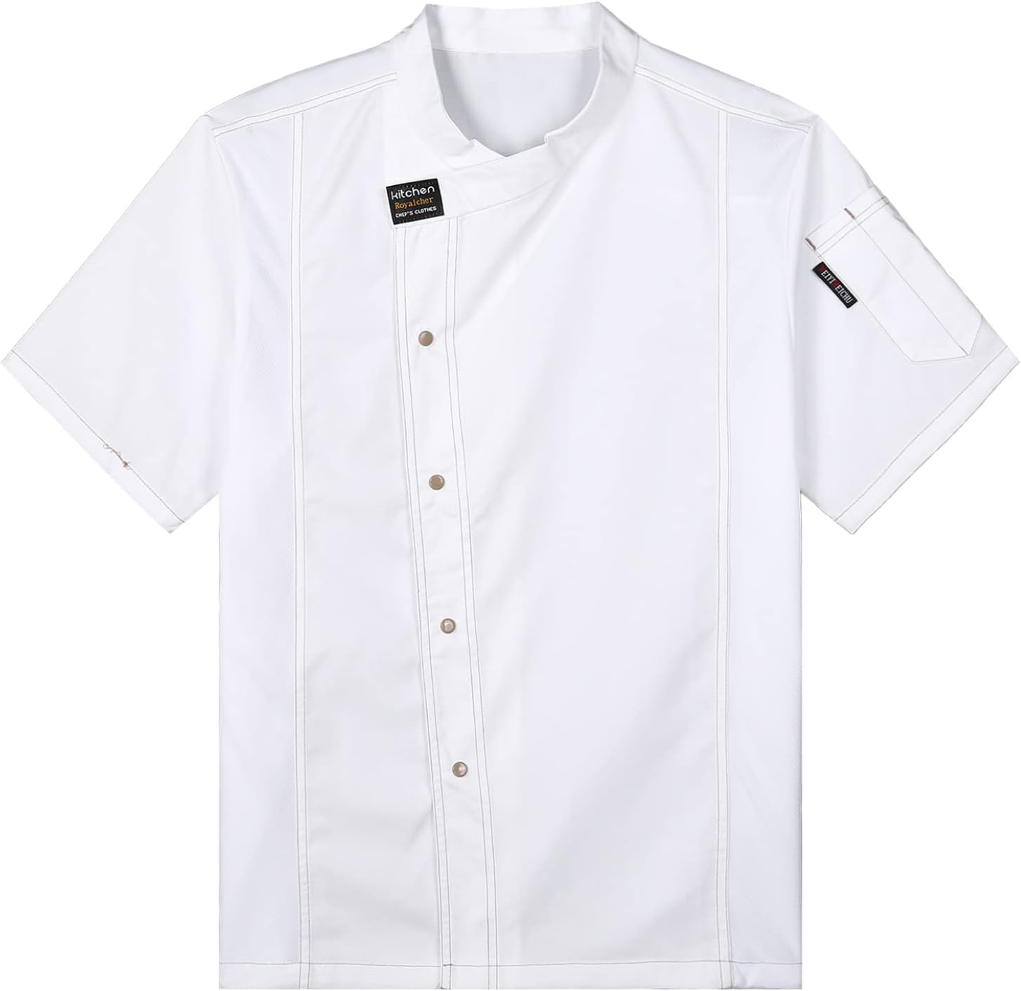 Mens Short Sleeve Chef Coat Unisex Classic Chef Jacket Kitchen Cook Shirt Uniforms with Pockets 24 4X-Large