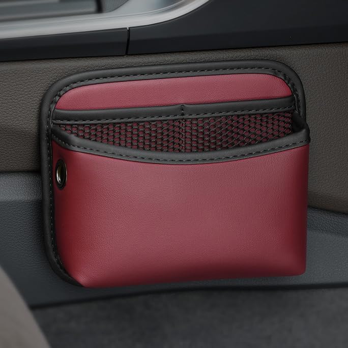 Car Seat Storage Bag Side Pocket Organiser for Chevrolet Blazer Trax Bolt EV Impala Corvette Cruze Sonic, PU Leather Side Bag, Universal Front Seat Console Pocket, for Phone Keys Wallet, Space Saving