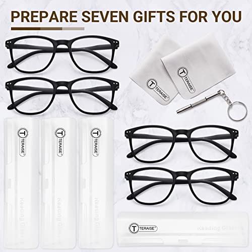 Teraise Reading Glasses Ultralight Readers Women 4Pcs Matte Computer Glasses(4Pcs-Black-150) #TOP5