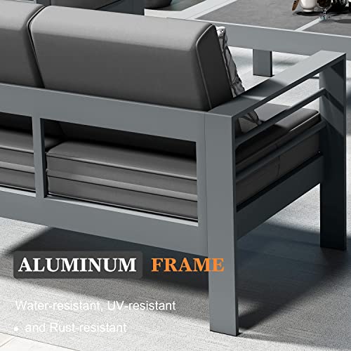 Vakollia 5 Pieces Modern Aluminum Patio Furniture Set, Outdoor Conversation Sets Metal Sectional Sofa With Coffee Table #TOP4