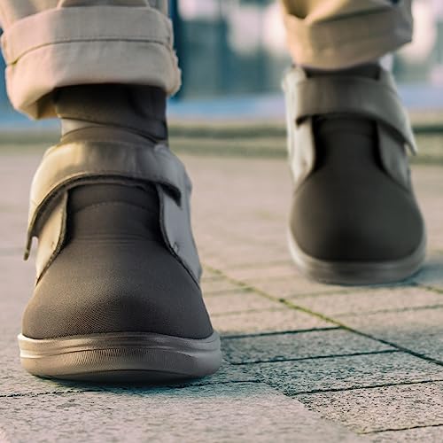 Apex Men's Wide Width Diabetic Shoe With Adjustable Closure, Extra Depth And Textured Insole Black #TOP7