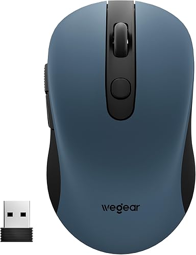 Mouse inalámbrico USB para computadora portátil, Mac, mouse inalámbrico de 2.4 GHz con 6 botones, 5 niveles ajustables 4000 DPI, mouse óptico
