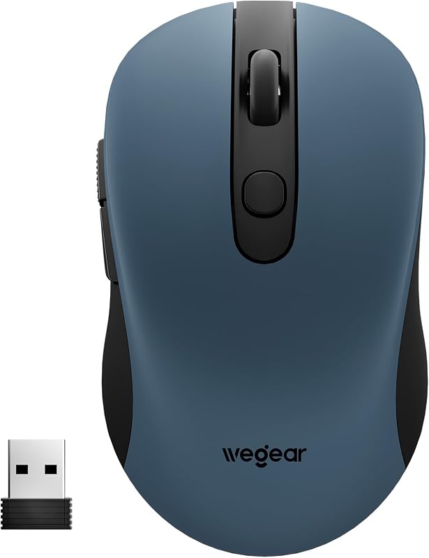 wegear Ratón inalámbrico USB para computadora portátil Mac, ratón inalámbrico de 2,4 GHz, color azul | Ratones ópticos portátiles ergonómicos para computadora con 6 botones, 4000 DPI ajustables en 5 niveles, duración de batería de 24 meses