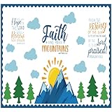 Sayglossy Faith Can Move Mountains Bulletin Board Decoration Religious Classroom Bulletin Board Faith Mountain Cutout for Sunday School Religious Classroom Home Wall Decor