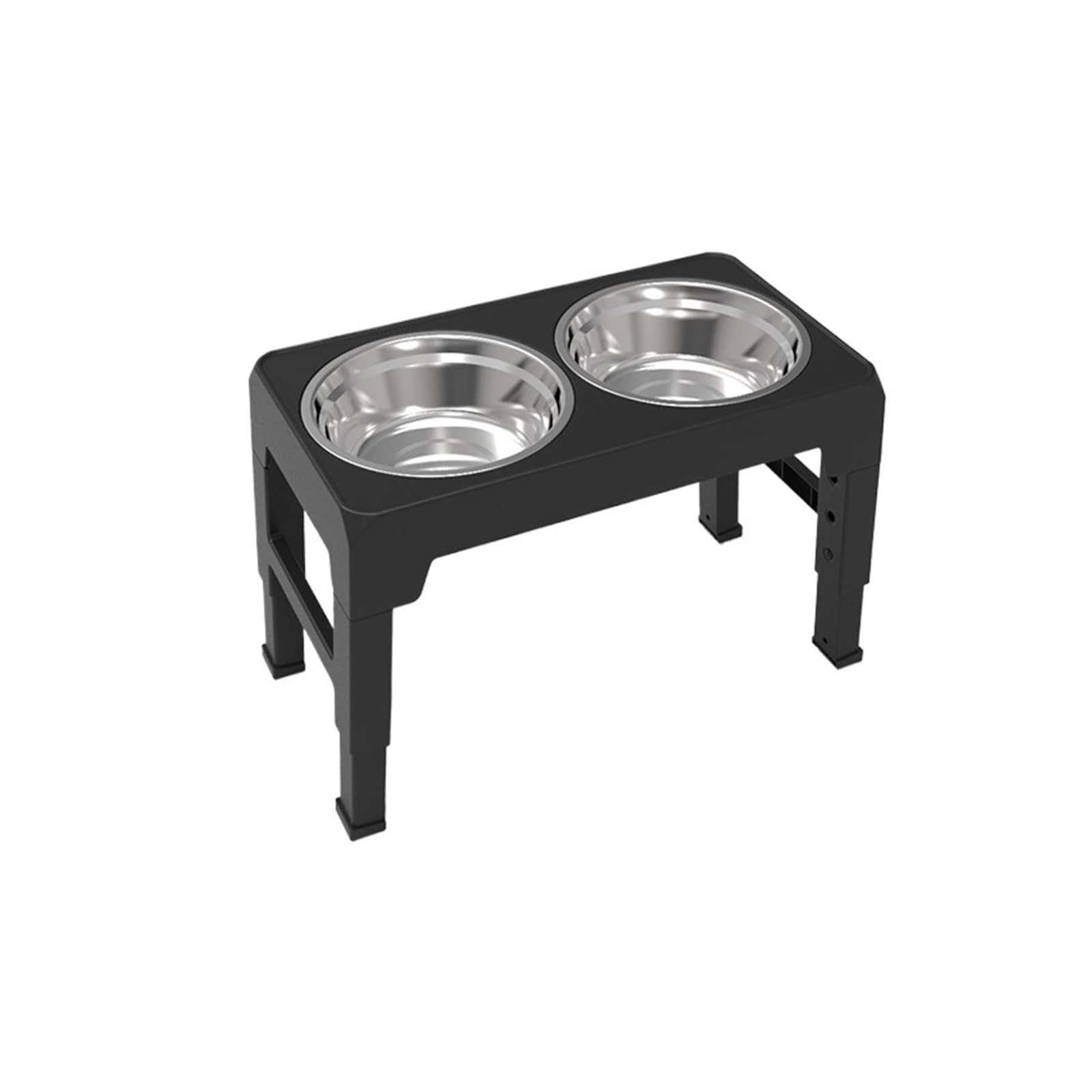 Genérico Comederos elevados for Perros con Soporte Ajustable y Doble Bebedero de Acero Inoxidable for pequeños, medianos Grandes(Black)