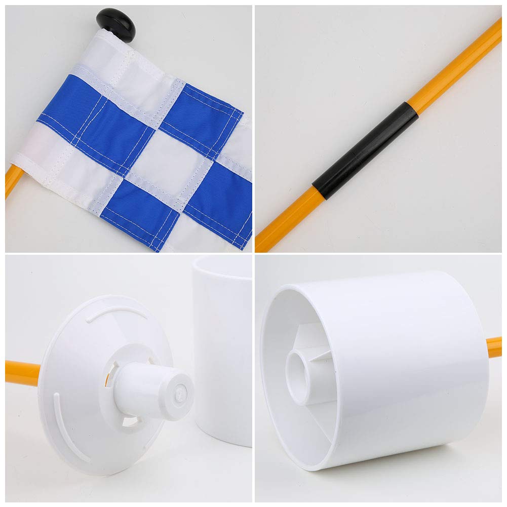 Juego de mástil de bandera para putting green de golf Accesorio de práctica extraíble duradero de primera calidad con bandera de rejilla y blanca para entrenamiento en interiores