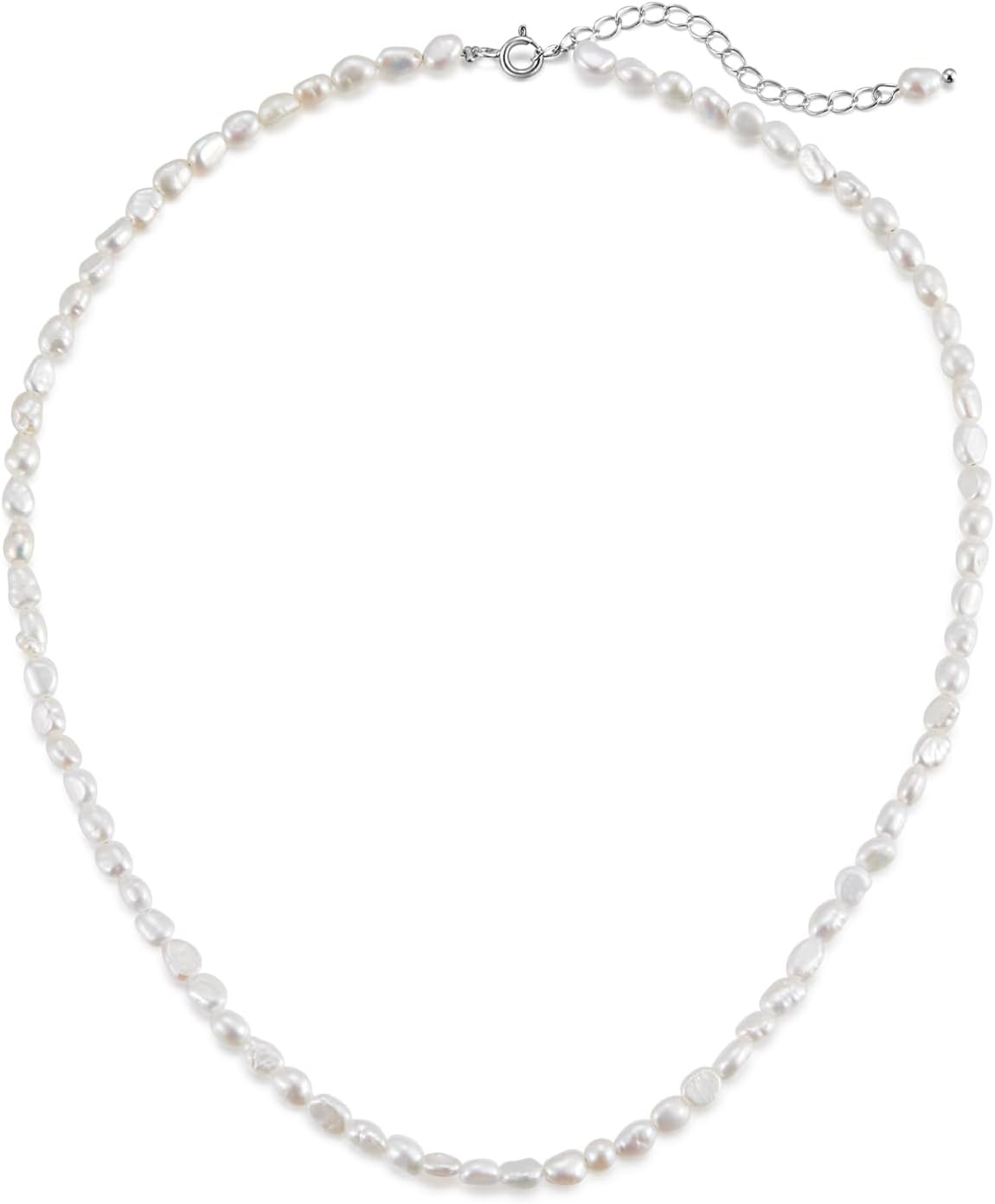 JaruJaru 16'' 18'' 20'' Handmade Baroque (Keshi) Pearl Strand, Natural Cultured Freshwater Pearls, 3mm-4mm Irregular Shapes，Essential Minimal Pearl Necklace for Women