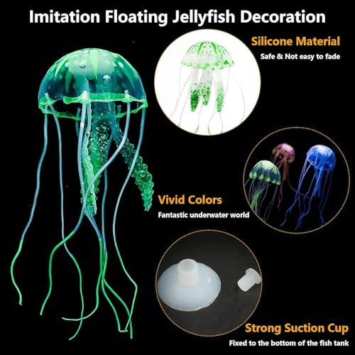Image of kathson 6PCS Glowing Effect Fish Tank Decors Silicone Glow Kelp Plant