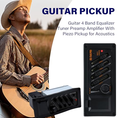 Ecualizador para Guitarra Eléctrica de 4 Bandas con Preamp y Control de Volumen, Negro miniatura 2